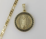 Plated Multicolor Virgin Mary 5mm Figaro Chain Necklace