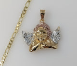 Plated Tri-Color Angel 4mm Figaro Chain Necklace