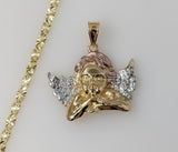 Plated Tri-Color Large Angel 4mm Star Chain Necklace
