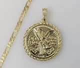 Plated Mexican Centenario 4mm 14K Diamond Cut Figaro Chain Necklace