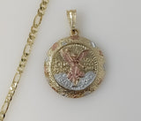 Plated Tri-Color Mexican Centenario 4mm Figaro Chain Necklace