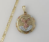 Plated Tri-Color Mexican Centenario 4mm 14K Diamond Cut Figaro Chain Necklace