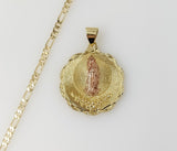 Plated Multicolor Virgin Mary 3mm Figaro Chain Necklace