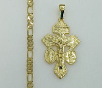 Plated Cross 5mm Figaro Chain Necklace