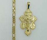 Plated Cross 5mm Figaro Chain Necklace