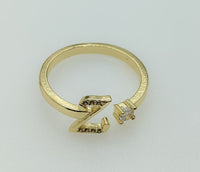 Plated Adjustable Initial Letter "Z" Ring