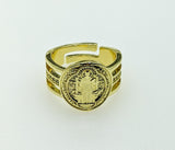 Plated Saint Benedict Adjustable Ring