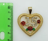 Plated Multicolor Heart "My 15" Quince Pendant