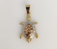 Plated Tri-Color Turtle Pendant