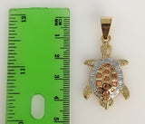 Plated Tri-Color Turtle Pendant