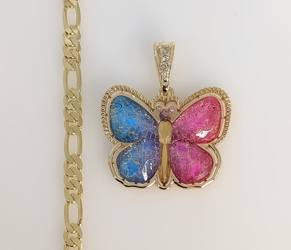 Plated Butterfly 5mm Figaro Chain Necklace