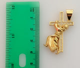 Plated Jesus Carrying Cross 5mm Figaro Chain Necklace