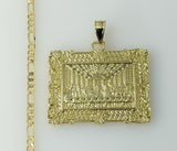 Plated The Last Supper Portrait Pendant 3mm Figaro Chain Necklace
