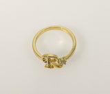 Plated Adjustable Initial Letter "R" Ring