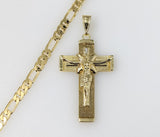 Plated Cross 5mm Figaro Chain Necklace