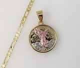 Plated Tri-Color Mexican Centenario 3mm Figaro Chain Necklace