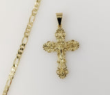 Plated Cross 4mm Figaro Chain Necklace