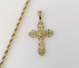 Plated Cross 4mm Rope/Braided Chain Necklace