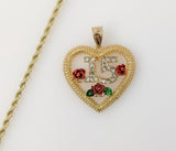 Plated Heart "My 15" Quince 3mm Rope/Braided Chain Necklace