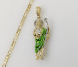 Plated Multicolor Saint Jude 4mm 14K Diamond Cut Figaro Chain Necklace
