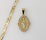 Plated Tri-Color Saint Jude 5mm Figaro Chain Necklace