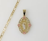 Plated Tri-Color Saint Jude 3mm Figaro Chain Necklace