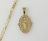 Plated Tri-Color Saint Jude 4mm Figaro Chain Necklace