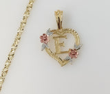 Plated Tri-Color Heart Letter "E" 4mm Star Chain Necklace
