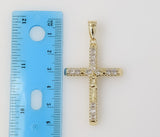 Plated Blinged Cross 2mm Rope/Braided Chain Necklace