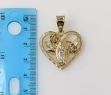 Plated Heart Virgin Mary 3mm Rope/Braided Chain Necklace