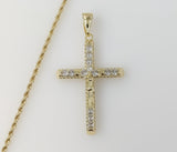 Plated Blinged Cross 2mm Rope/Braided Chain Necklace
