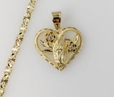 Plated Heart Virgin Mary 4mm Star Chain Necklace