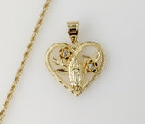 Plated Heart Virgin Mary 2mm Rope/Braided Chain Necklace