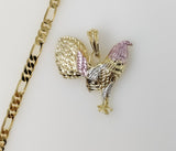 Plated Tri-Color Rooster 5mm Figaro Chain Necklace