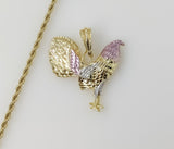 Plated Tri-Color Rooster 3mm Rope/Braided Chain Necklace