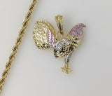 Plated Tri-Color Rooster 4mm Rope/Braided Chain Necklace
