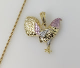 Plated Tri-Color Rooster 2mm Rope/Braided Chain Necklace