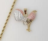 Plated Tri-Color Rooster 4mm Rope/Braided Chain Necklace