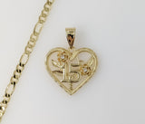 Plated Heart "My 15" Quince 4mm Figaro Chain Necklace