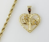 Plated Heart Saint Benedict 4mm Rope/Braided Chain Necklace