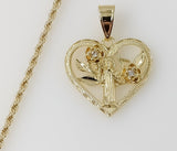 Plated Heart Saint Benedict 2mm Rope/Braided Chain Necklace