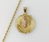 Plated Multicolor Virgin Mary 3mm Rope/Braided Chain Necklace