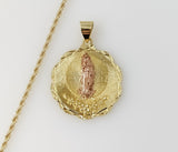 Plated Multicolor Virgin Mary 2mm Rope/Braided Chain Necklace