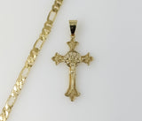 Plated Cross 5mm Figaro Chain Necklace