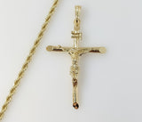 Plated Large Cross 4mm Rope/Braided Chain Necklace