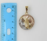 Plated Tri-Color Virgin Mary 5mm Figaro Chain Necklace