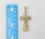 Plated Tri-Color Cross 3mm Rope/Braided Chain Necklace