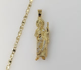 Plated Saint Jude 3mm Flat Mariner Anchor Chain Necklace