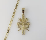Plated Holy Cross of Caravaca 3mm Figaro Chain Necklace