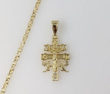 Plated Holy Cross of Caravaca 3mm Star Chain Necklace